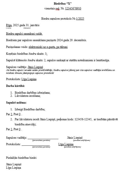 biedru sapulces protokols paraugs